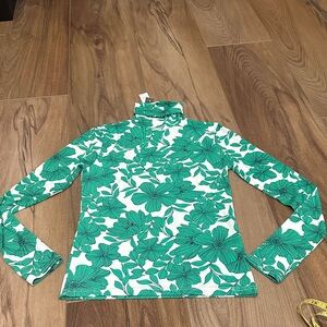 J.Crew green floral turtleneck